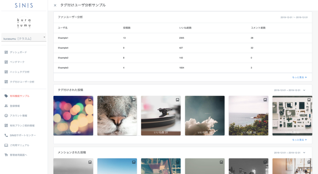 タグ付けユーザー分析機能